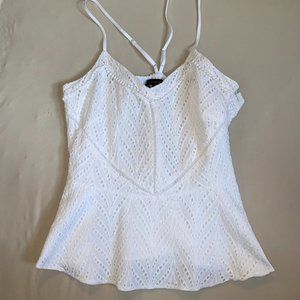 White House Black Market White Eyelet Blouse